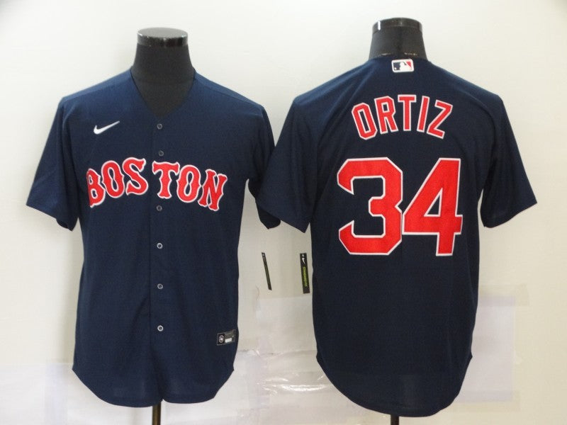 Men's Boston Red Sox David Ortiz #34 Navy Replica Baseball Jersey baseball jersey product view 1