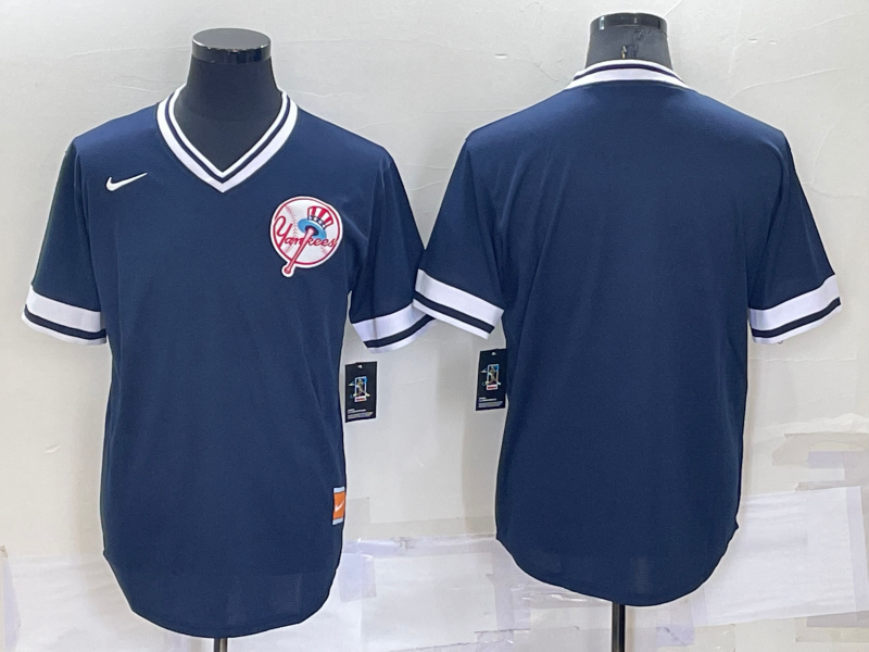 Men's New York Yankees Navy Cooperstown Collection Blank Jersey1 baseball jersey product view 1