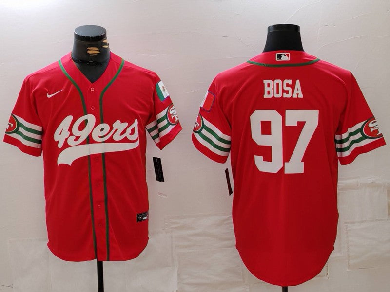Men's San Francisco 49ers Nick Bosa Scarlet Player Game Jersey football jersey product view 1