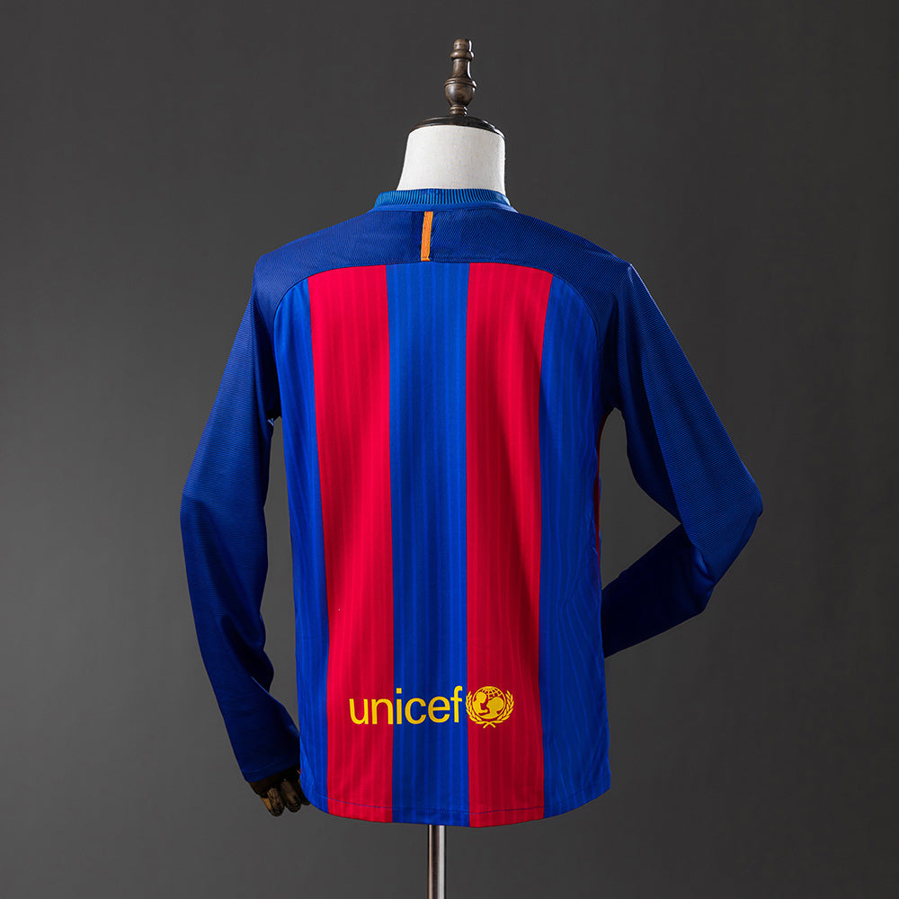Barcelona 16/17 Home Long Sleeve Retro Jersey sports jersey product view 2