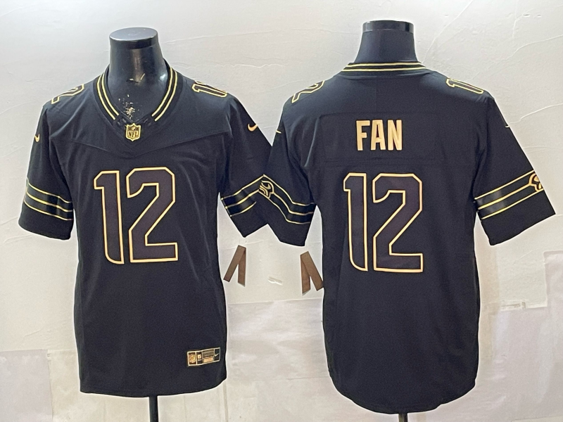 Men's Seattle Seahawks 12s Black Game Player Jersey football jersey product view 1