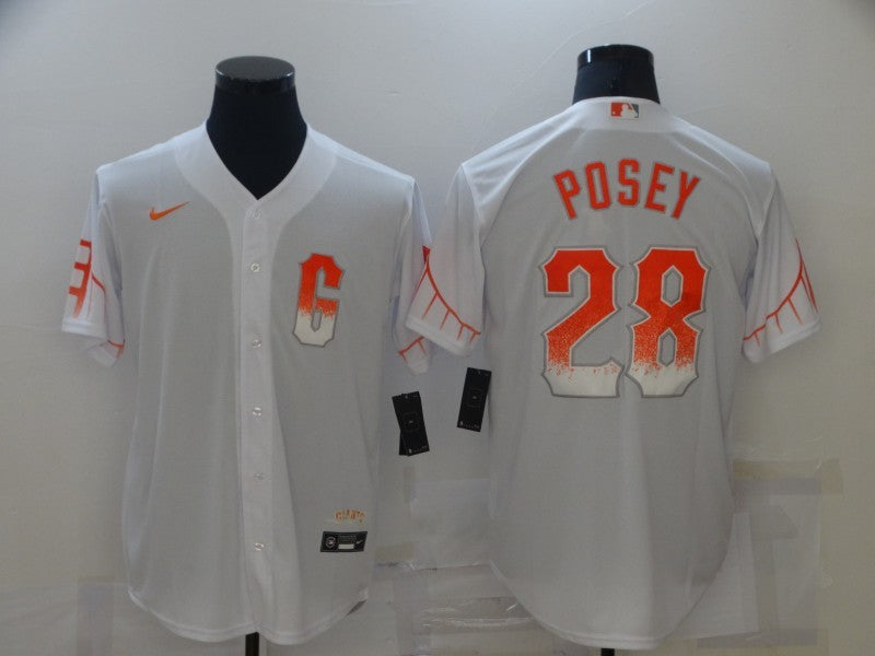 Men's San Francisco Giants Buster Posey #28 White Replica Player Jersey1 City Edition baseball jersey product view 1
