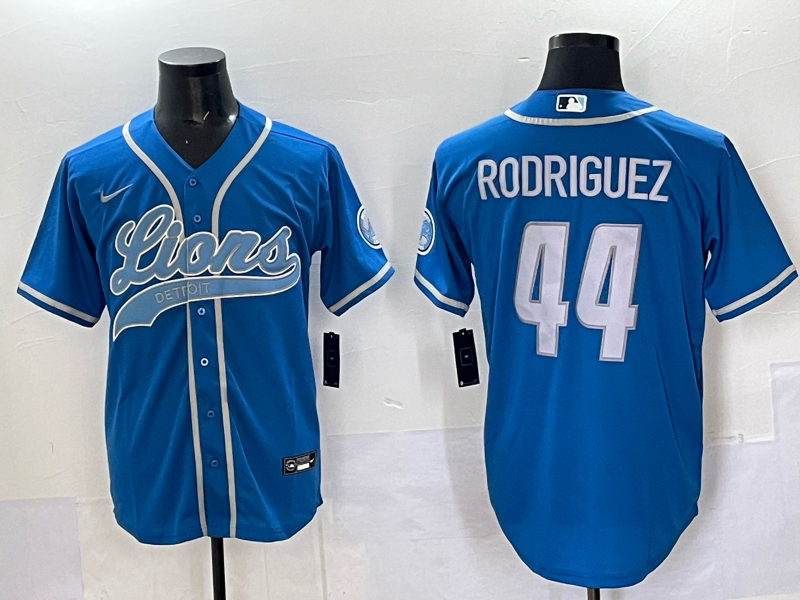 Men's Detroit Lions Malcolm Rodriguez #44 Blue Game Jersey football jersey product view 1