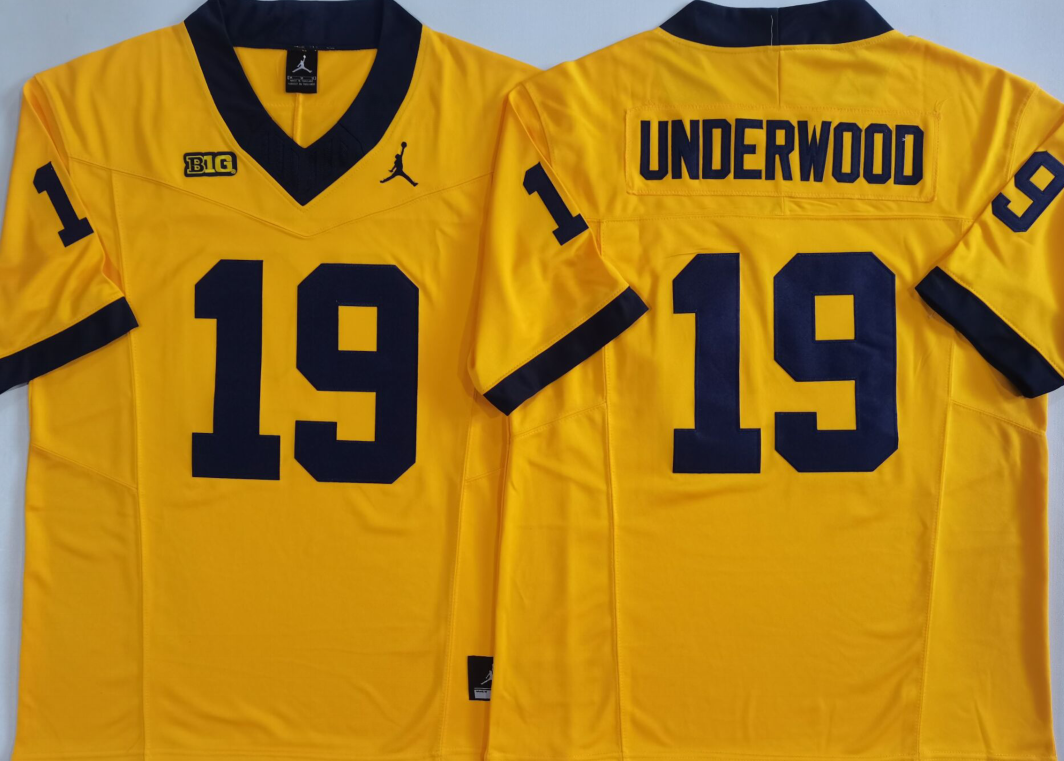 Men's Michigan Wolverines Bryce Underwood Yellow Player Jersey sports jersey product view 1