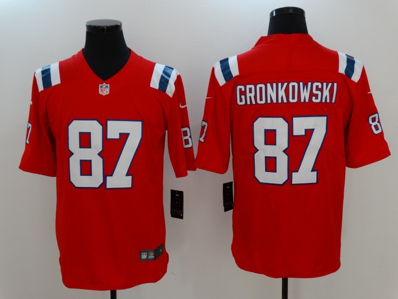 Men's New England Patriots Rob Gronkowski Red Game Jersey football jersey product view 1