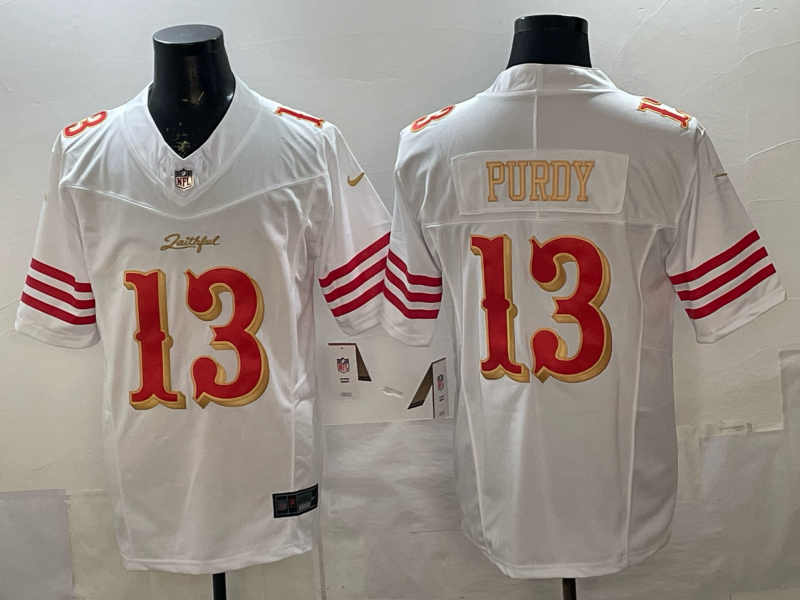 Men's San Francisco 49ers Brock Purdy White 2025 Rivalries Collection Game Jersey football jersey product view 1