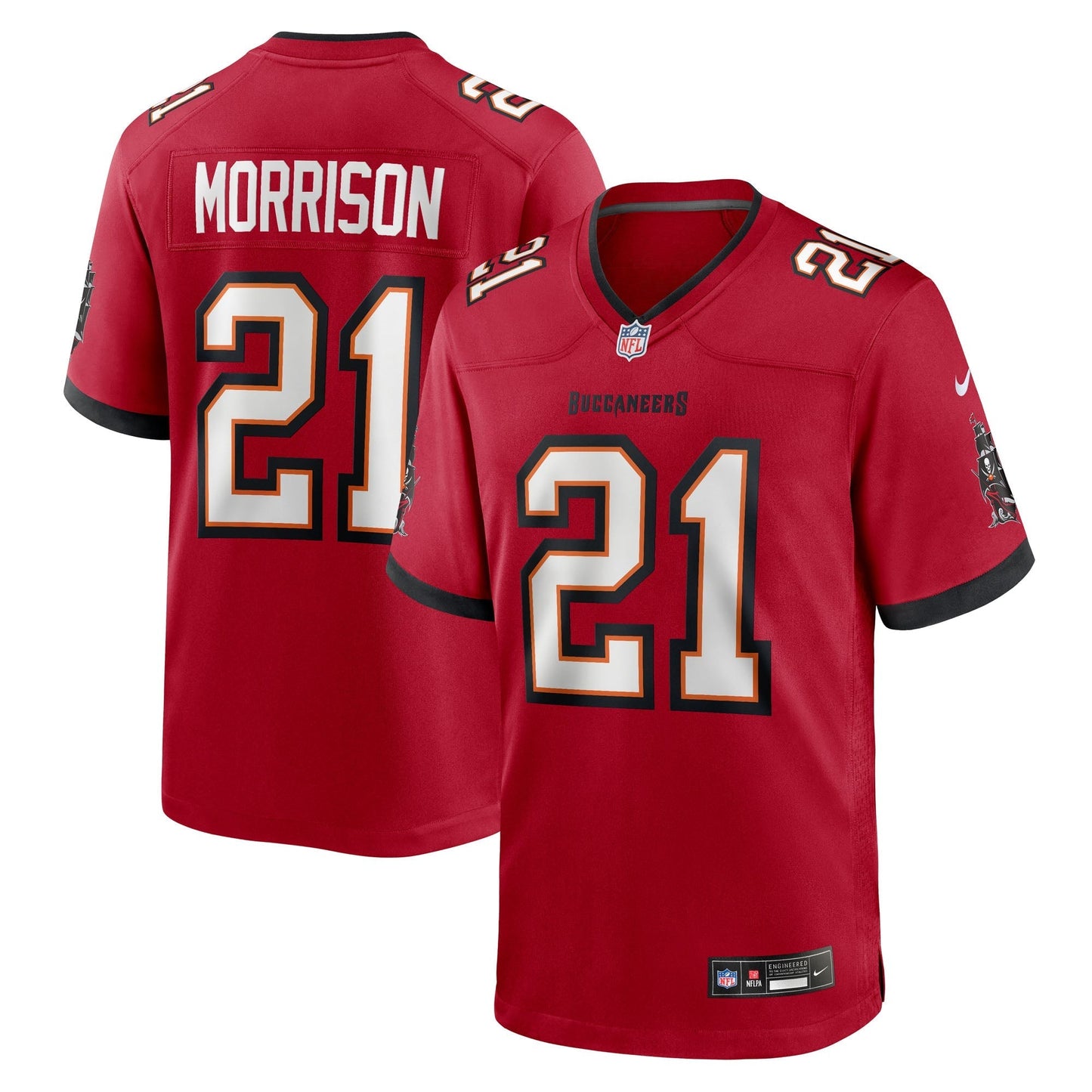 Tampa Bay Buccaneers Benjamin Morrison Red Team Game Jersey football jersey product view 1