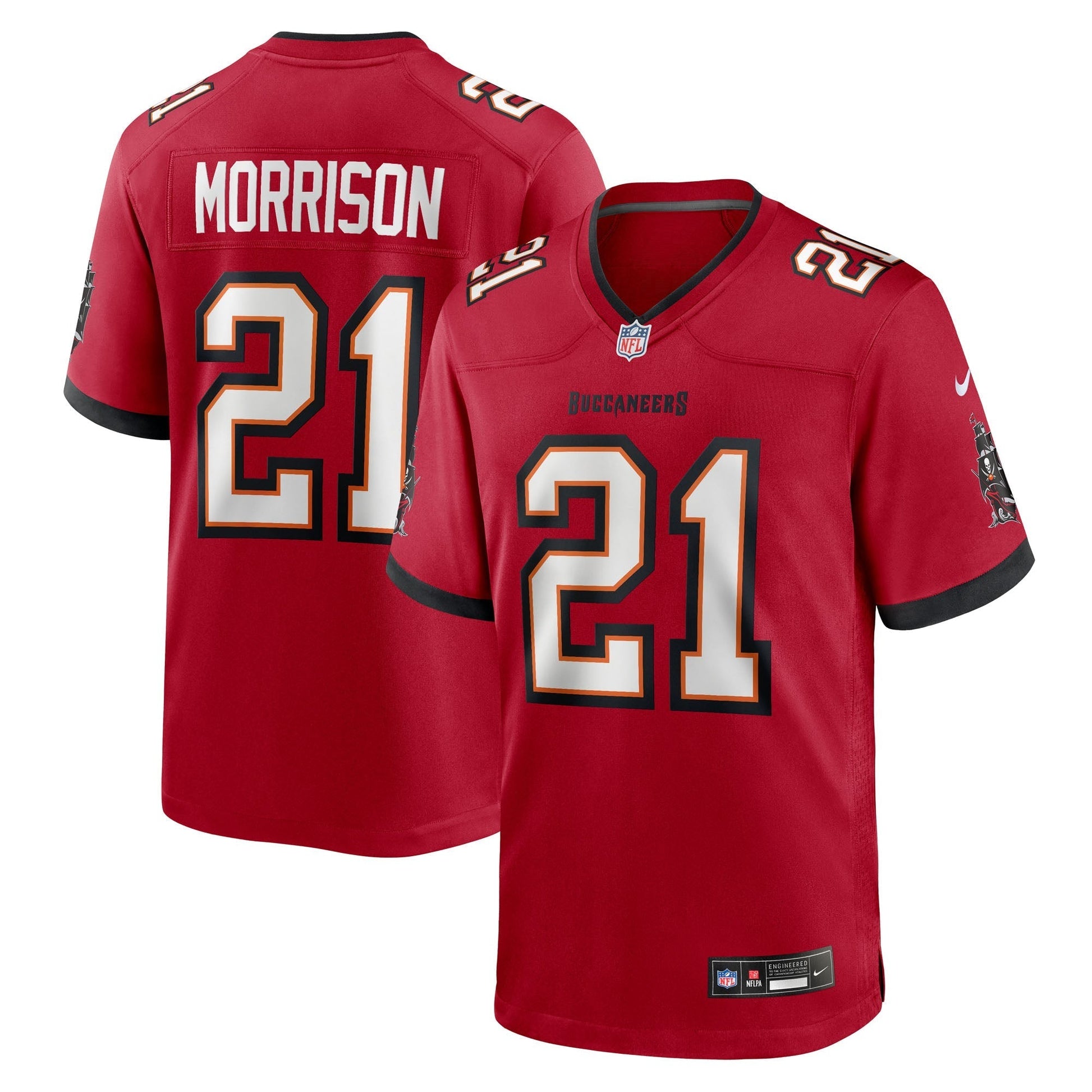 Tampa Bay Buccaneers Benjamin Morrison Red Team Game Jersey football jersey product view 1