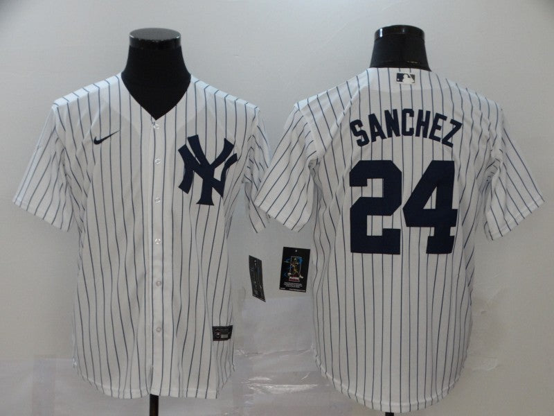 Men's New York Yankees Gary Sanchez #24 White Replica Baseball Jersey baseball jersey product view 1