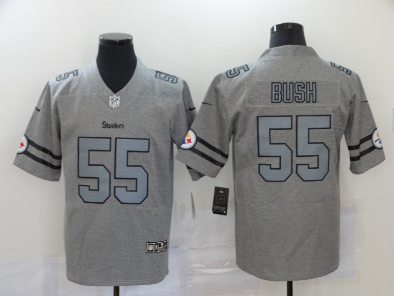 Men's Pittsburgh Steelers Devon Bush Jr. #55 Gray Game Jersey1 football jersey product view 1