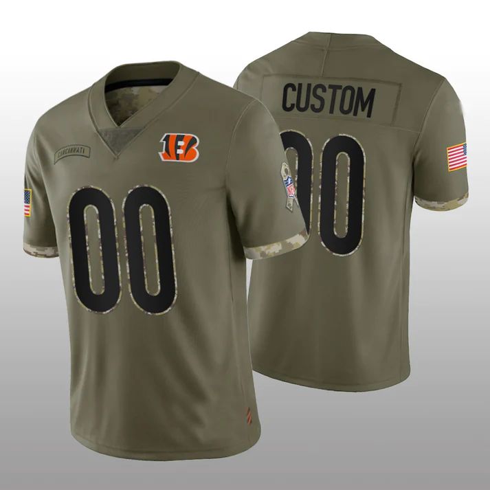 Custom1 Cincinnati Bengals Olive 2022 Salute To Service Limited Jersey1 American Stitched Football Jerseys football jersey product view 1