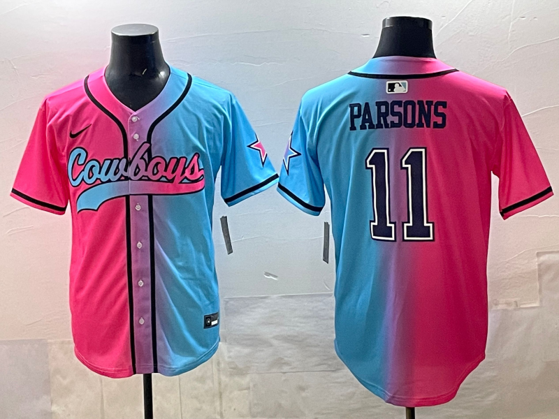 Men's Dallas Cowboys Micah Parsons #11 Pink/Blue Game Jersey football jersey product view 1