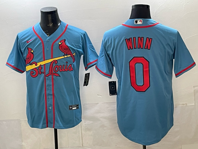 Men's St. Louis Cardinals Masyn Winn #0 Light Blue Alternate Replica Jersey baseball jersey product view 1
