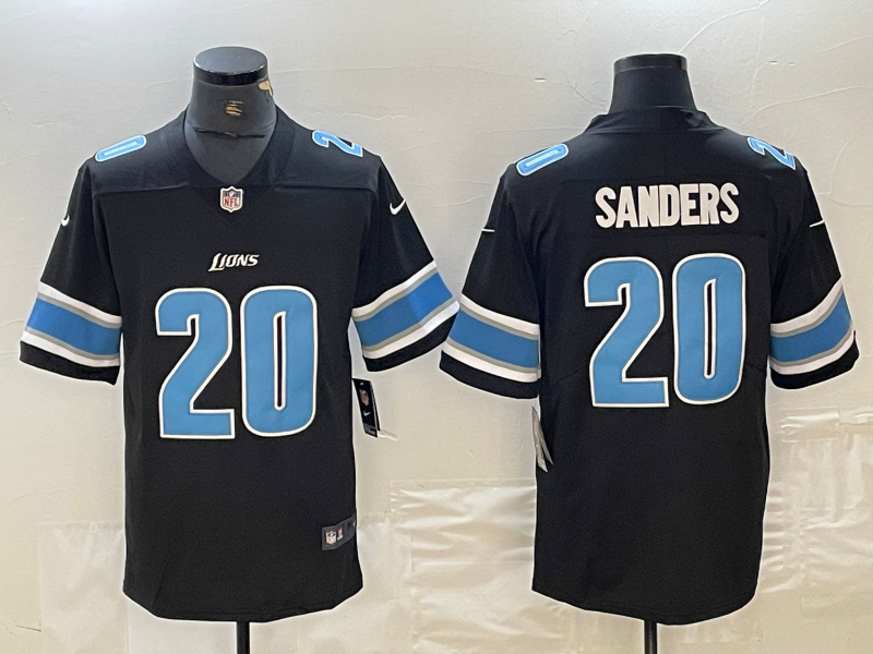 Men's Detroit Lions Barry Sanders Black Replica Player Jersey football jersey product view 1