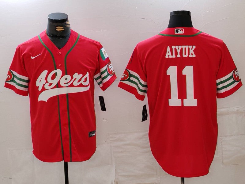Men's San Francisco 49ers Brandon Aiyuk Scarlet Player Game Jersey football jersey product view 1