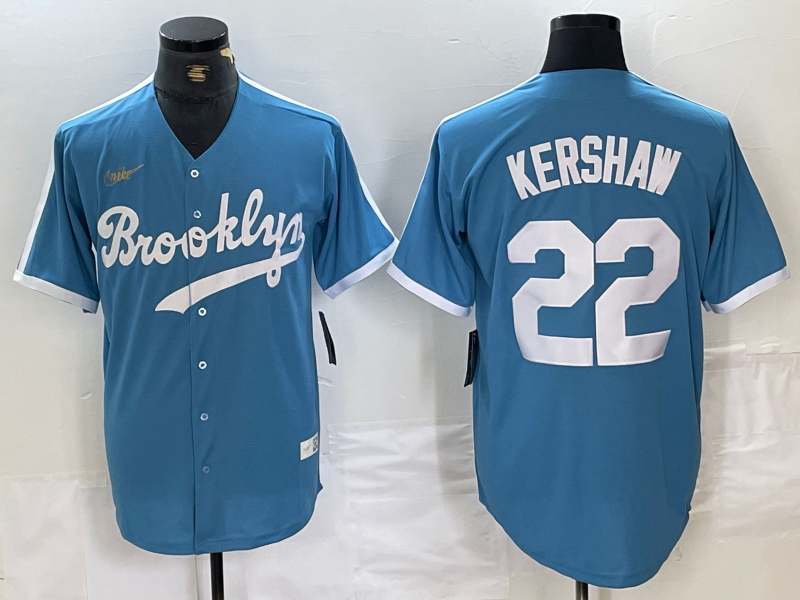 Men's Los Angeles Dodgers Clayton Kershaw Light Blue Alternate Cooperstown Collection Player Jersey baseball jersey product view 1
