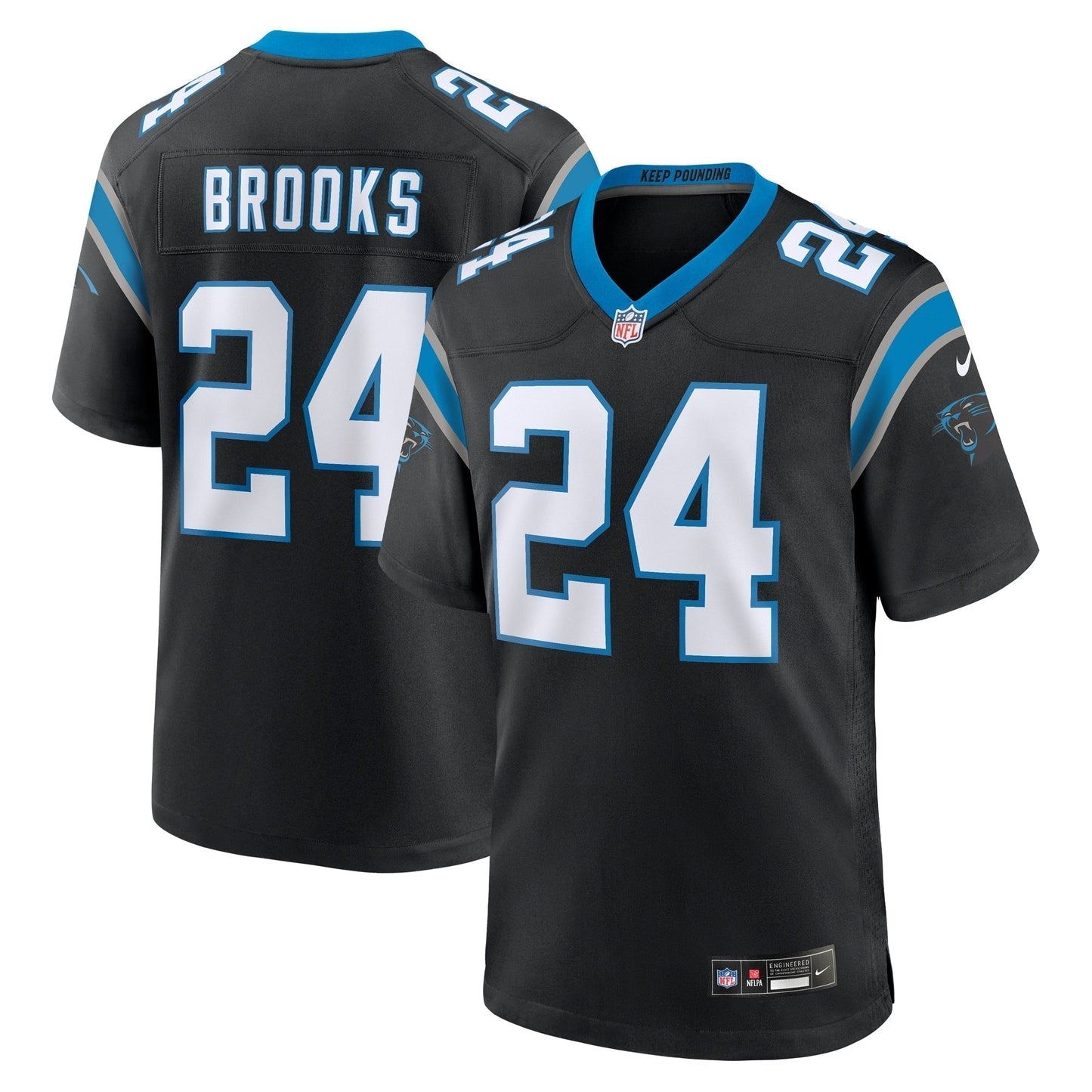 Jonathon Brooks Carolina Panthers 2024 NFL Draft Game Jersey - Black football jersey product view 1