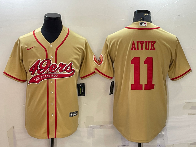 Men's San Francisco 49ers Brandon Aiyuk Gold Game Jersey Joint Edition football jersey product view 1