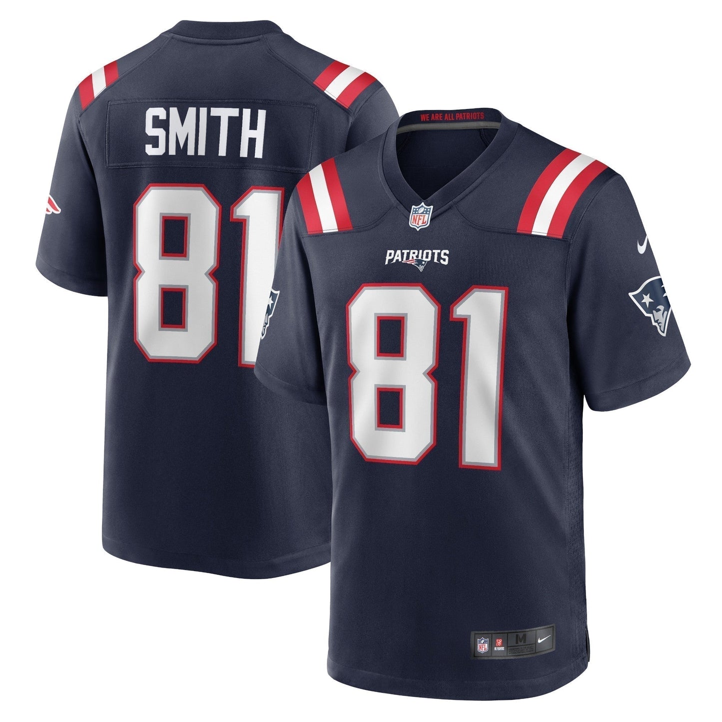 Jonnu Smith New England Patriots Game Jersey - Navy football jersey product view 1