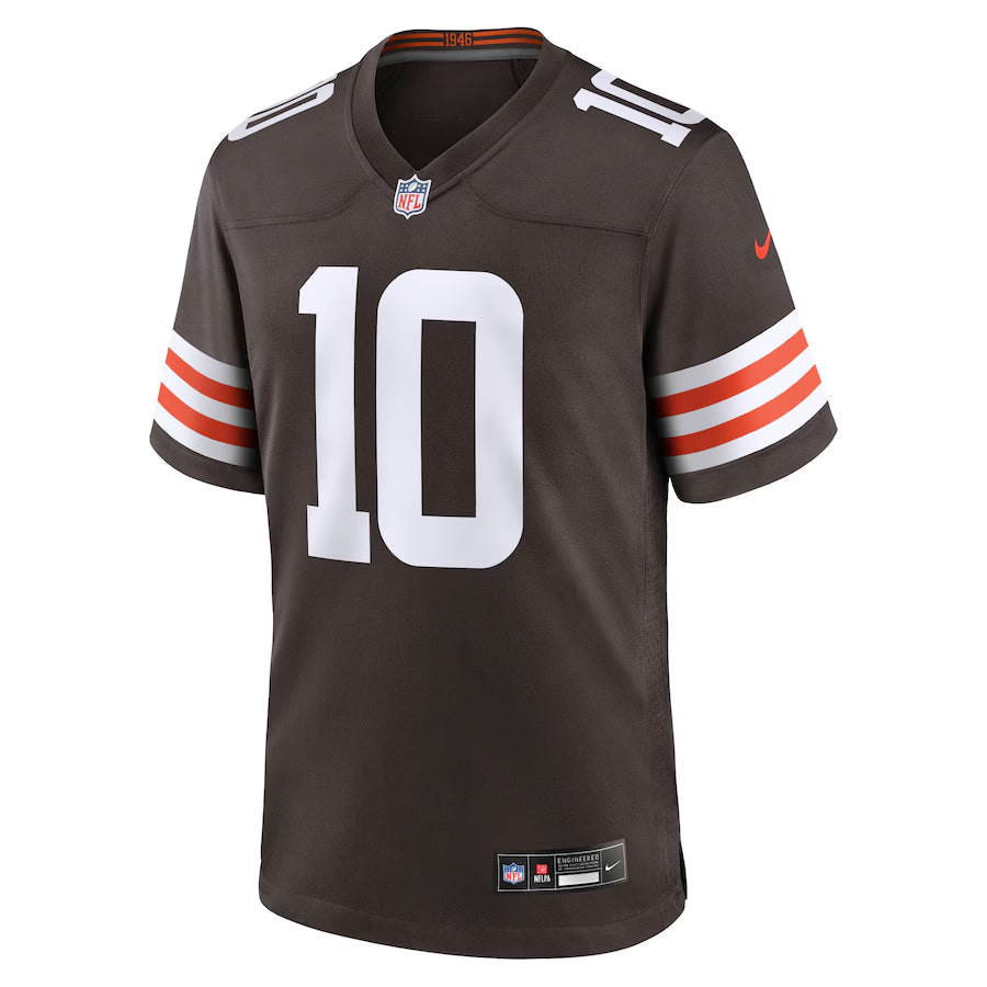 Cleveland Browns Quinshon Judkins Brown 2025 NFL Draft Game Jersey football jersey product view 2