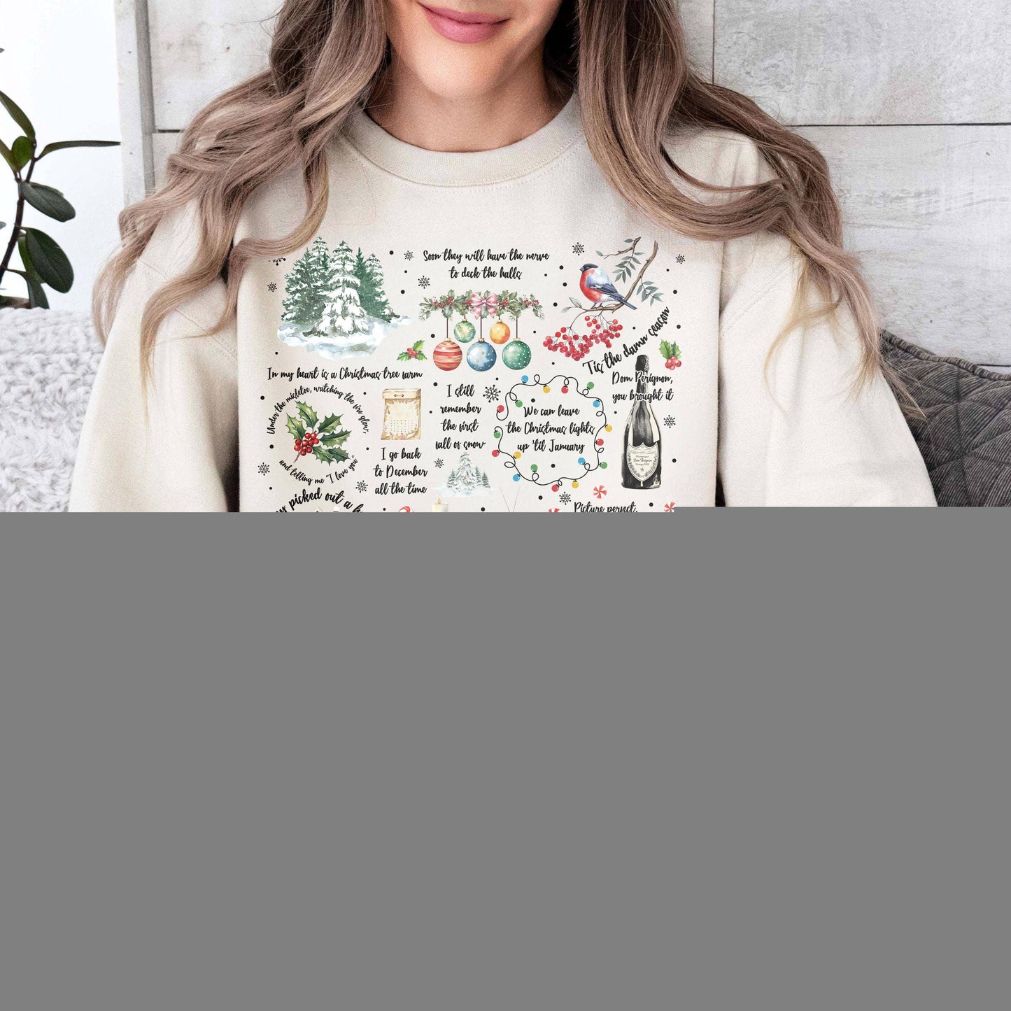 Christmas Song Lyrics Sweatshirt  Cozy Fall Apparel Shirt Unisex T-shirt, Sweatshirt, Hoodie, Long Sleeve Tee - T-Shirt, Sweatshirt, Hoodie