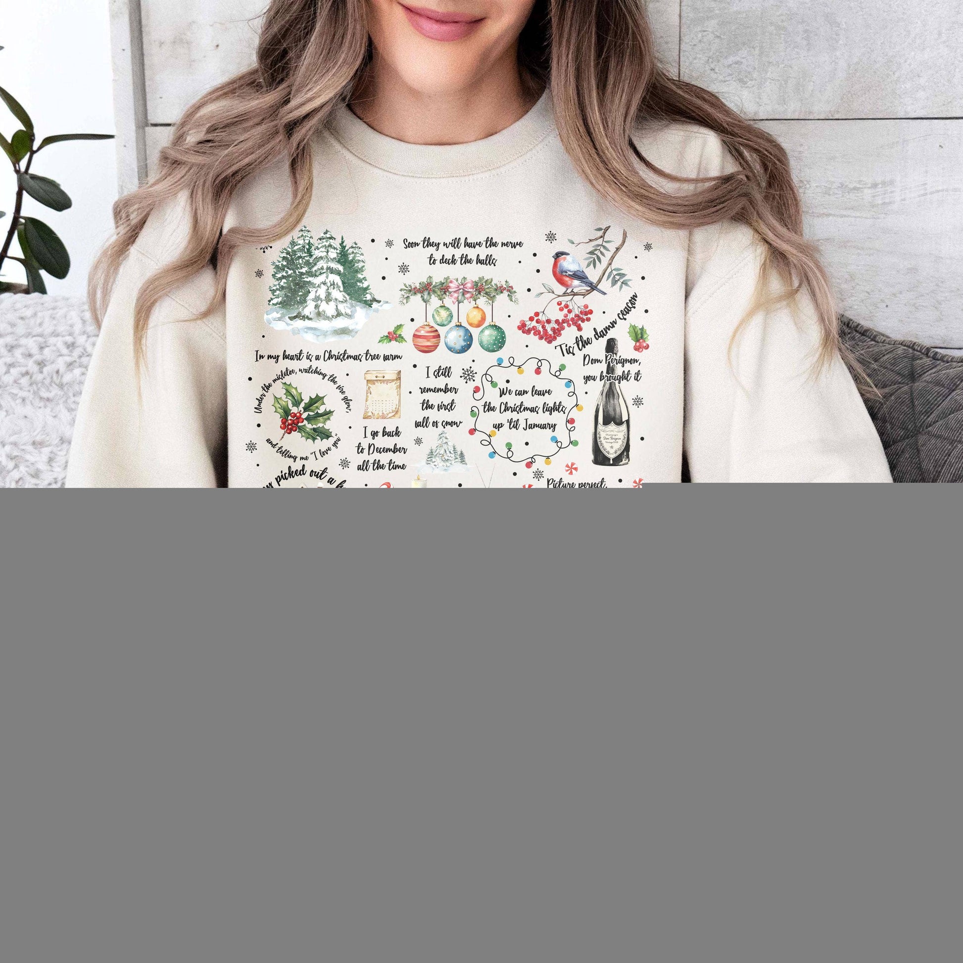 Christmas Song Lyrics Sweatshirt  Cozy Fall Apparel Shirt Unisex T-shirt, Sweatshirt, Hoodie, Long Sleeve Tee - T-Shirt, Sweatshirt, Hoodie