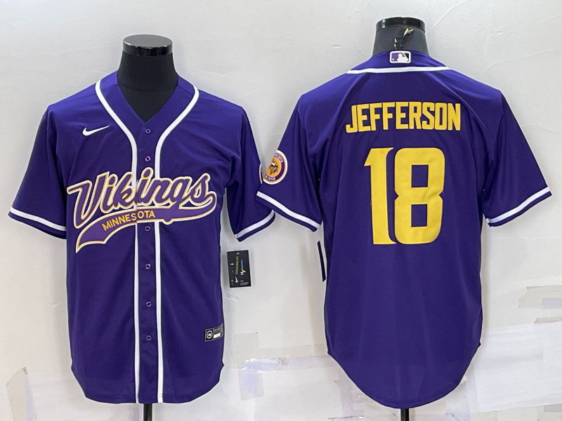 Men's Minnesota Vikings Justin Jefferson #18 Purple Player Jersey1 Joint Edition football jersey product view 1