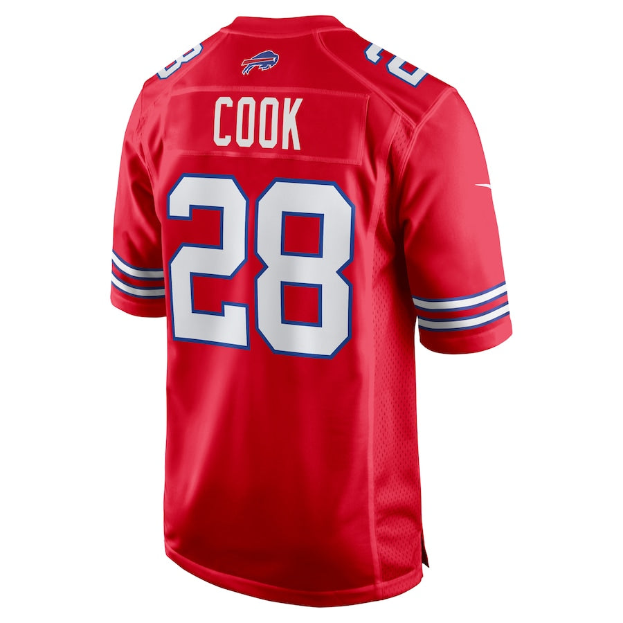 Men's Buffalo Bills James Cook Red Alternate Game Jersey football jersey product view 3