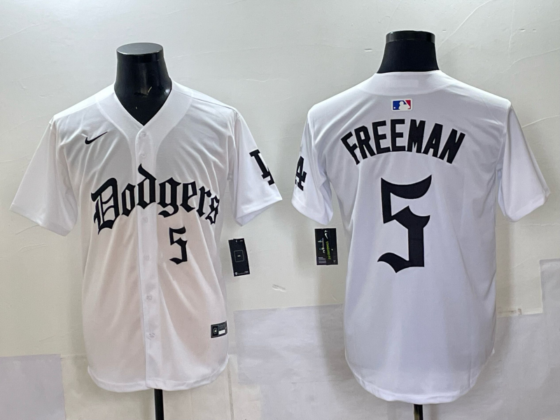 Men's Los Angeles Dodgers Freddie Freeman White Team Player Game Jersey baseball jersey product view 1