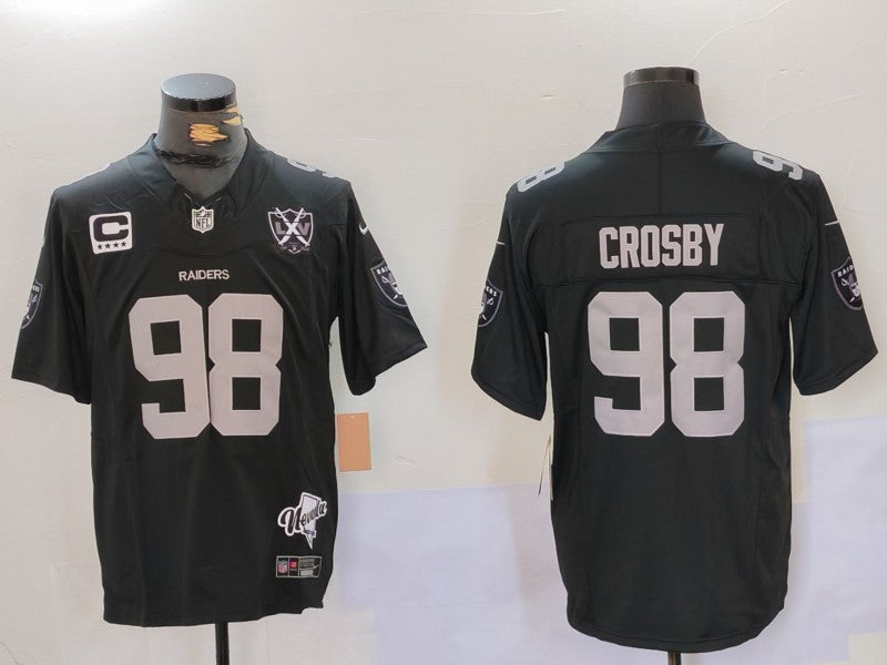 Men's Las Vegas Raiders Maxx Crosby #98 Black 2024 Vapor F.U.S.E. Limited Jersey1 football jersey product view 1