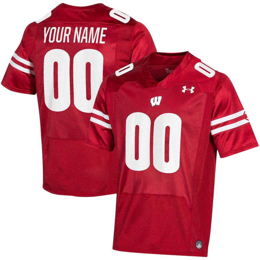 Men's Wisconsin Badgers Red Player Custom Jersey sports jersey product view 1