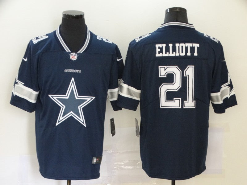 Men's Dallas Cowboys Ezekiel Elliott #21 Navy Player Game Jersey1 football jersey product view 1