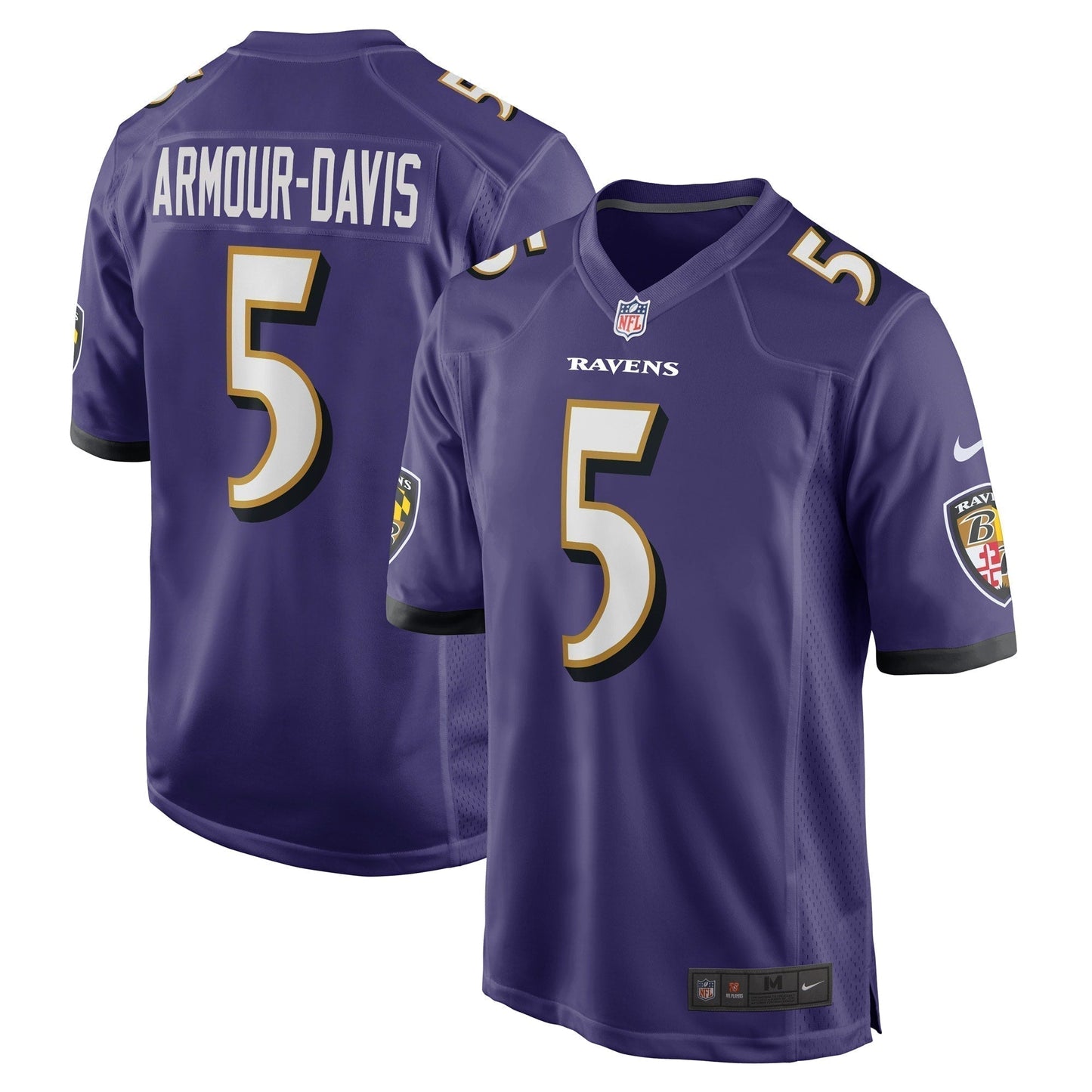 Jalyn Armour-Davis Baltimore Ravens Game Jersey - Purple football jersey product view 1