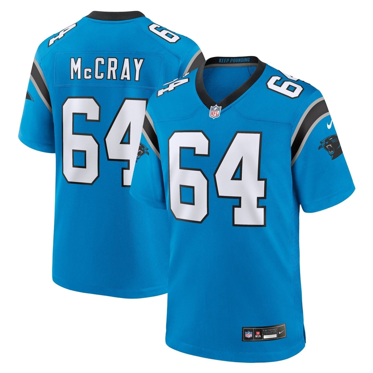 Justin McCray Carolina Panthers Alternate Game Jersey - Blue football jersey product view 1