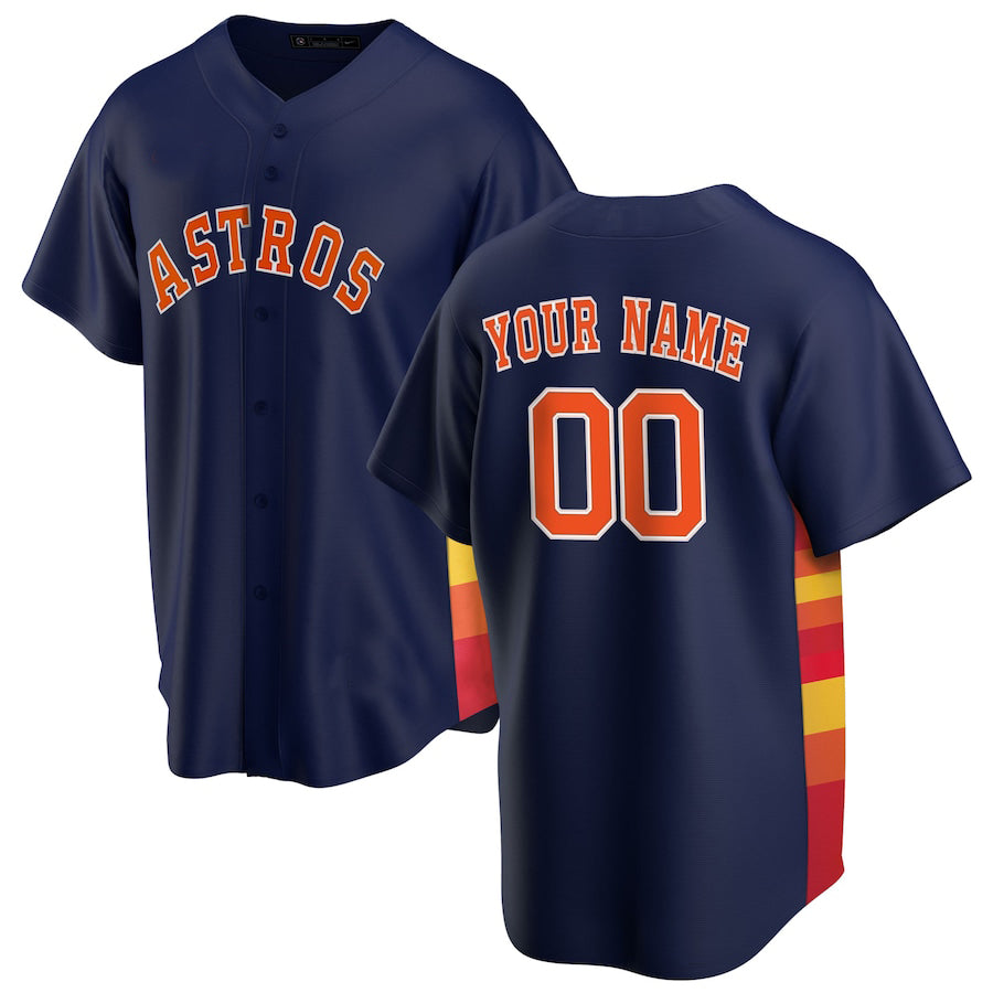 Custom Houston Astros Baseball Navy Jerseys Stitched Letter And Numbers Mesh for Men Women Youth Button Down Jersey baseball jersey product view 2