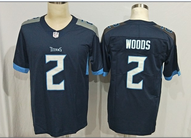 Men's Tennessee Titans Robert Woods #2 Navy Game Jersey1 football jersey product view 1