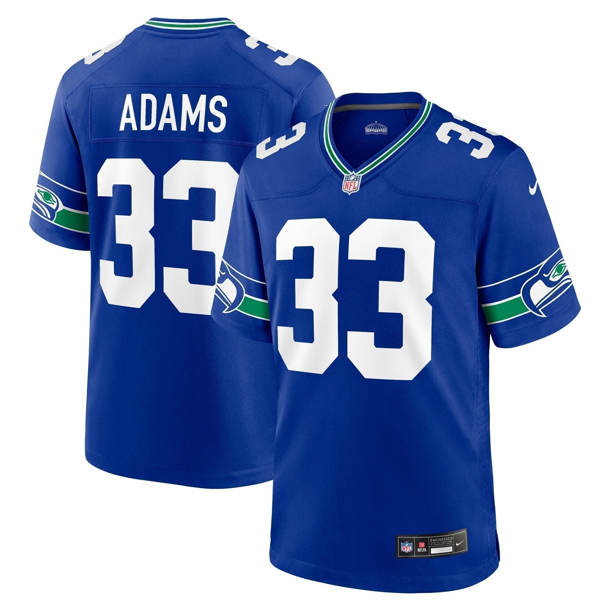Jamal Adams Seattle Seahawks Throwback Game Jersey - Royal football jersey product view 1