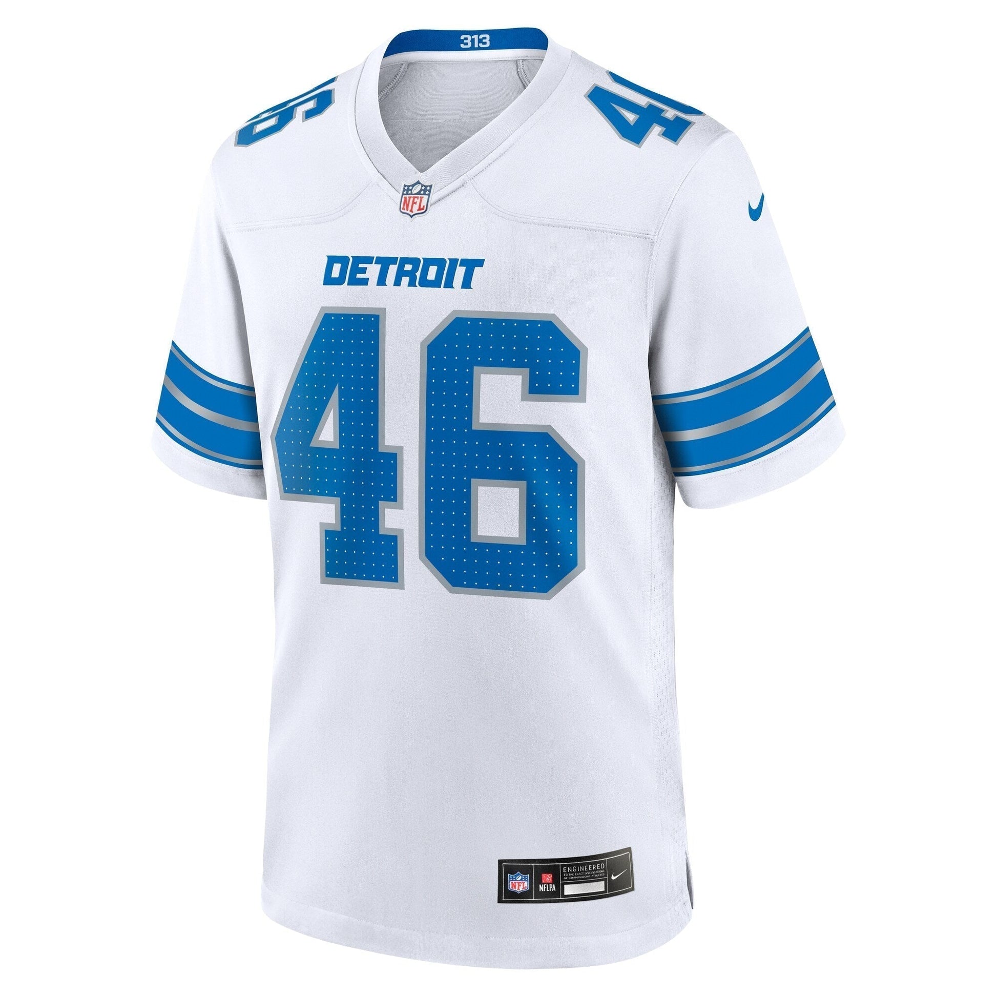 Jack Campbell Detroit Lions White Game Jersey - White football jersey product view 2