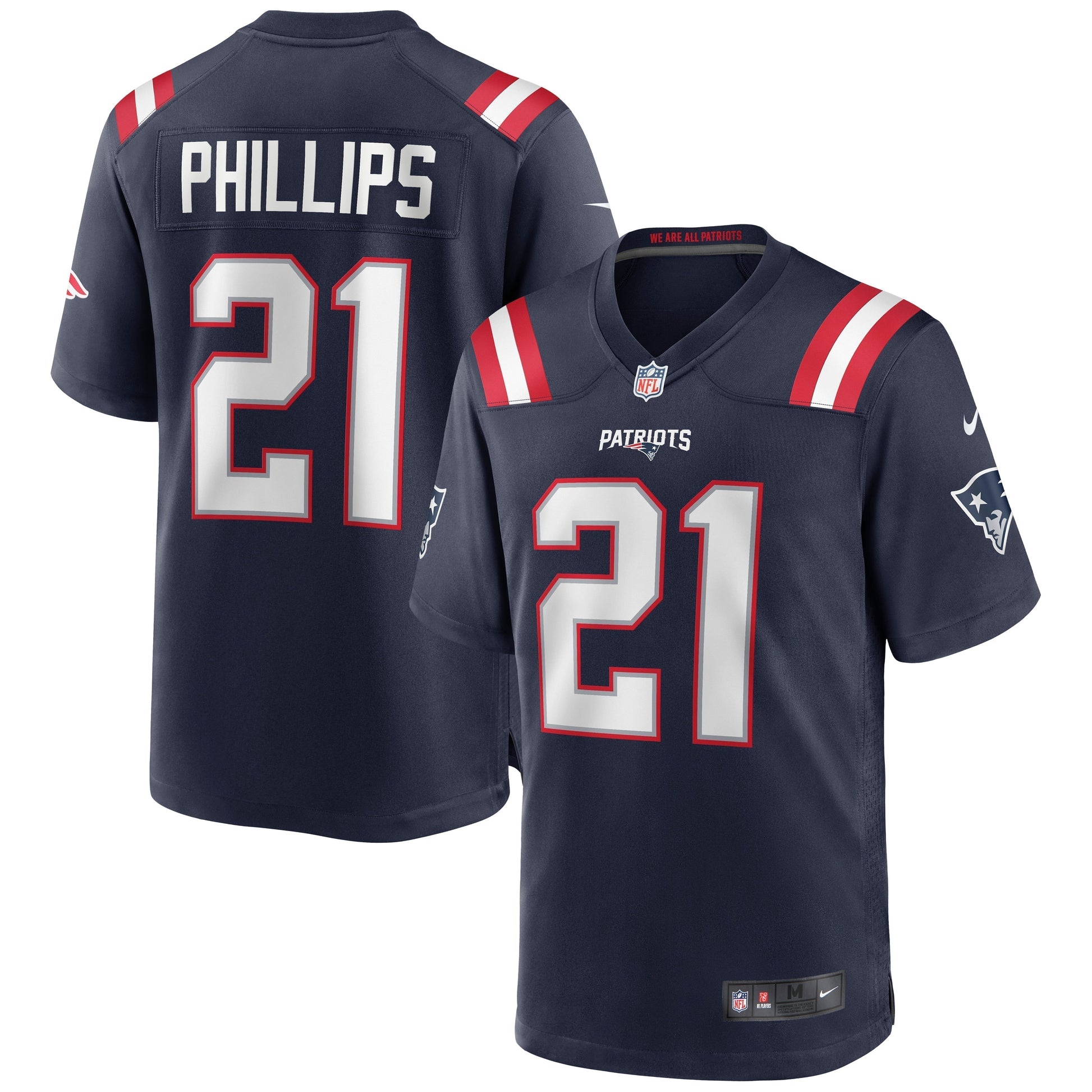 Adrian Phillips New England Patriots Game Jersey - Navy football jersey product view 1