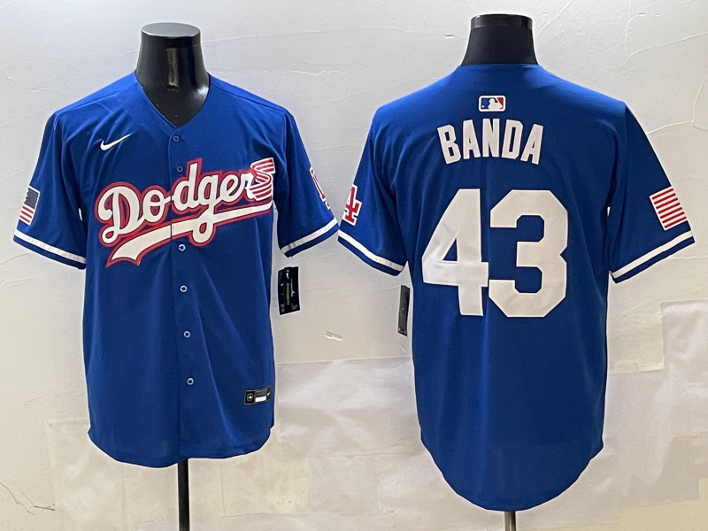 Men's Los Angeles Dodgers Anthony Banda #43 Royal Player Game Jersey baseball jersey product view 1