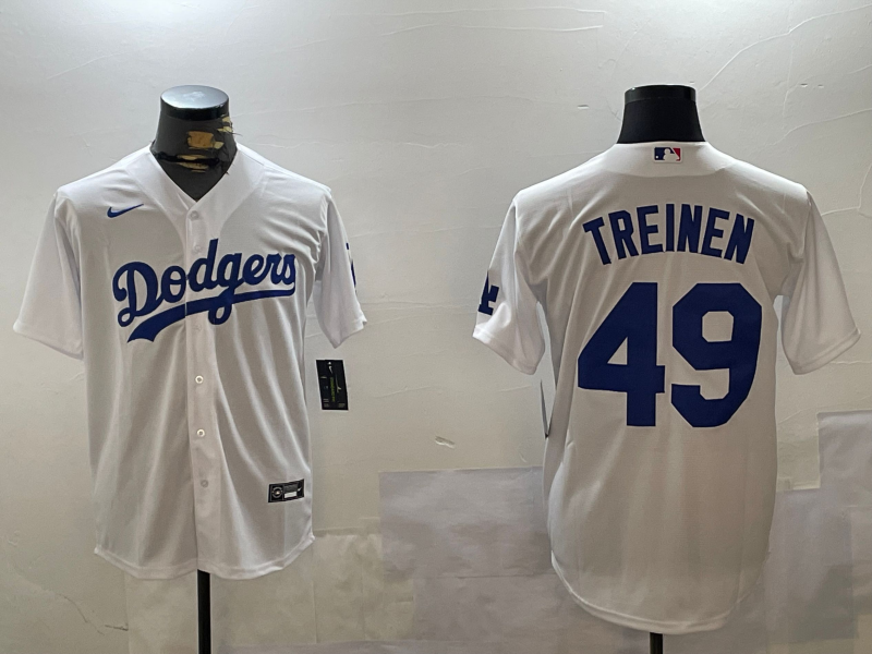 Men's Los Angeles Dodgers Blake Treinen White Home Replica Player Jersey baseball jersey product view 1