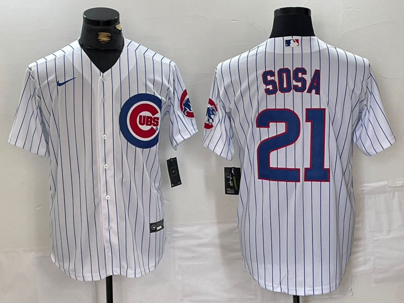 Men's Chicago Cubs Sammy Sosa White Replica Baseball Jersey baseball jersey product view 1