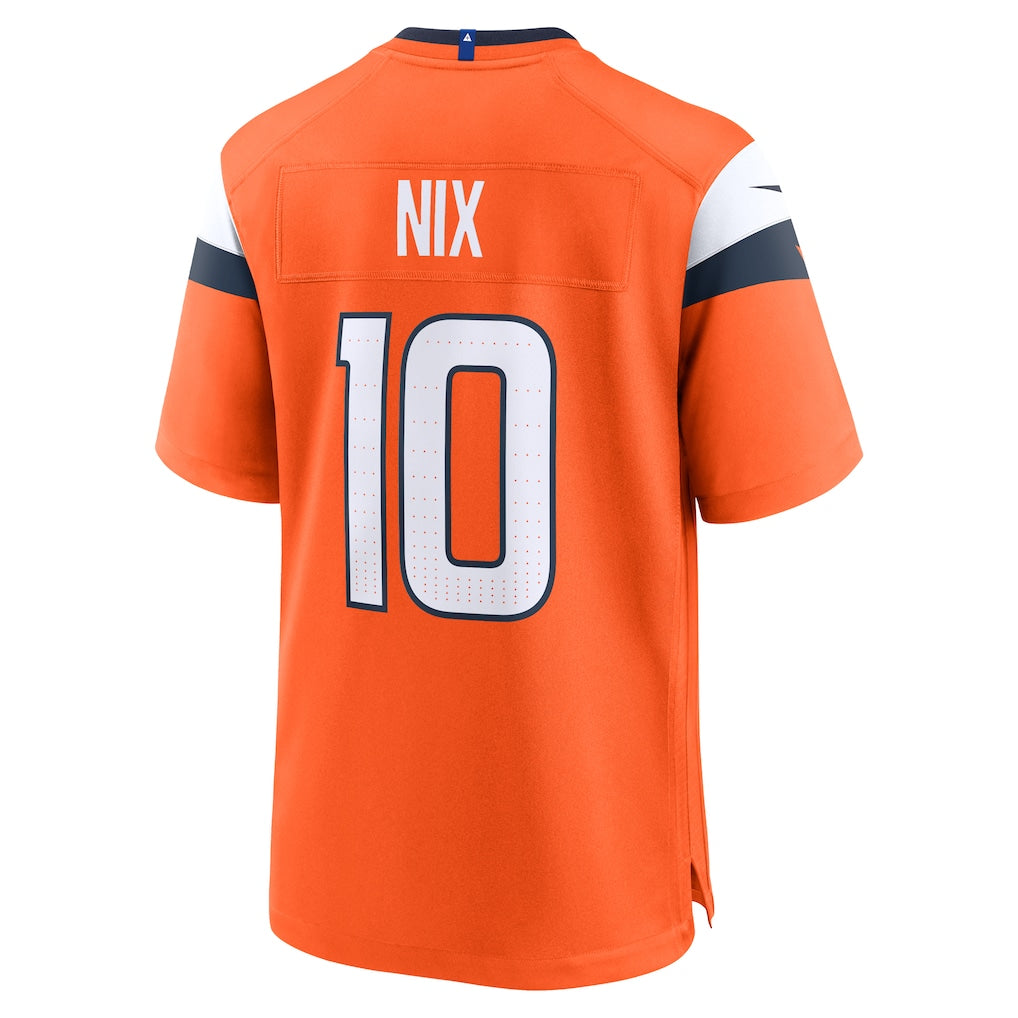 D.Broncos #10 Bo Nix Orange Player Game Jersey football jersey product view 1