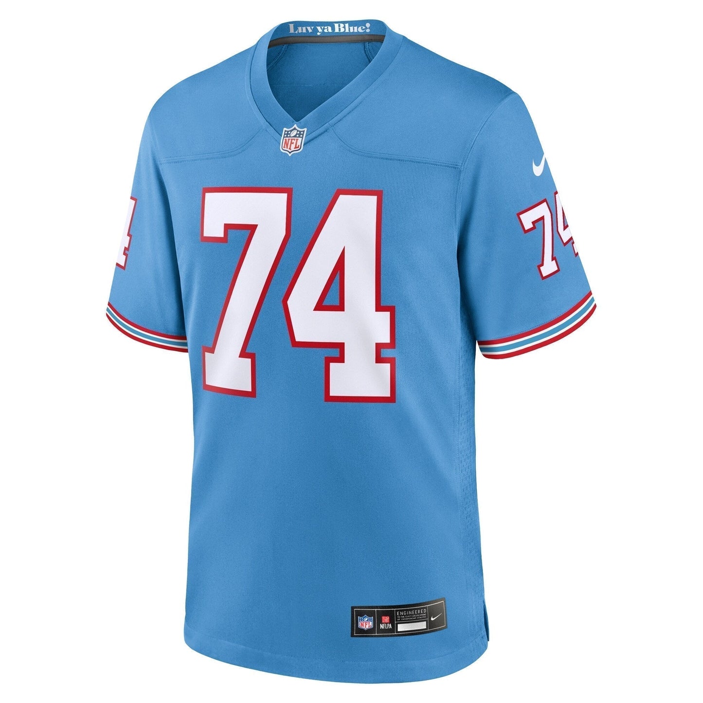 Bruce Matthews Tennessee Titans Oilers Throwback Retired Game Jersey - Light Blue football jersey product view 2