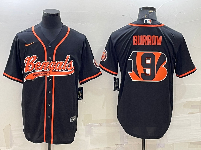 Men's Cincinnati Bengals Joe Burrow #9 Black Fashion Player Jersey1 football jersey product view 1