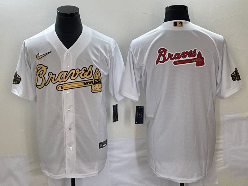Men's Atlanta Braves White Replica Team Jersey baseball jersey product view 1