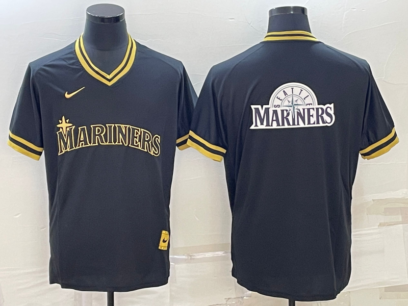 Men's Seattle Mariners Black Replica Team Jersey1 baseball jersey product view 1