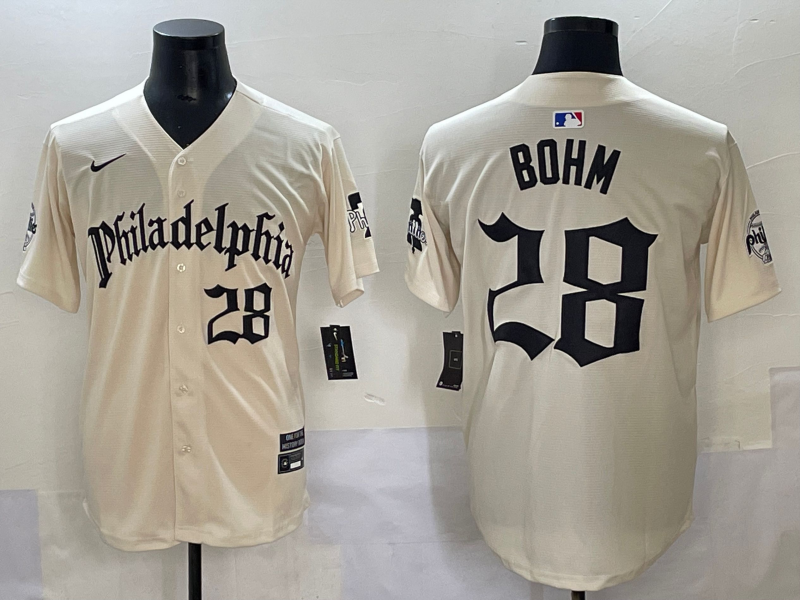 Men's Philadelphia Phillies Alec Bohm Cream Player Jersey baseball jersey product view 1