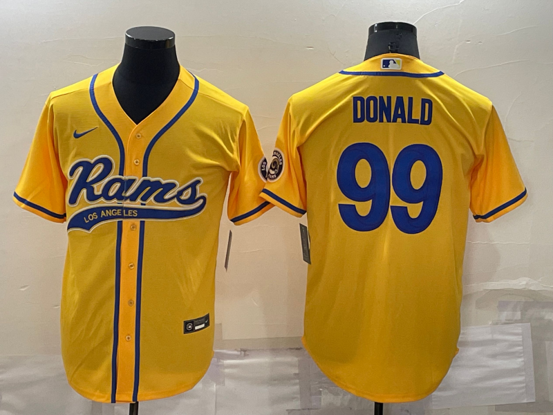 Men's Los Angeles Rams Aaron Donald Yellow Game Jersey Joint Edition football jersey product view 1