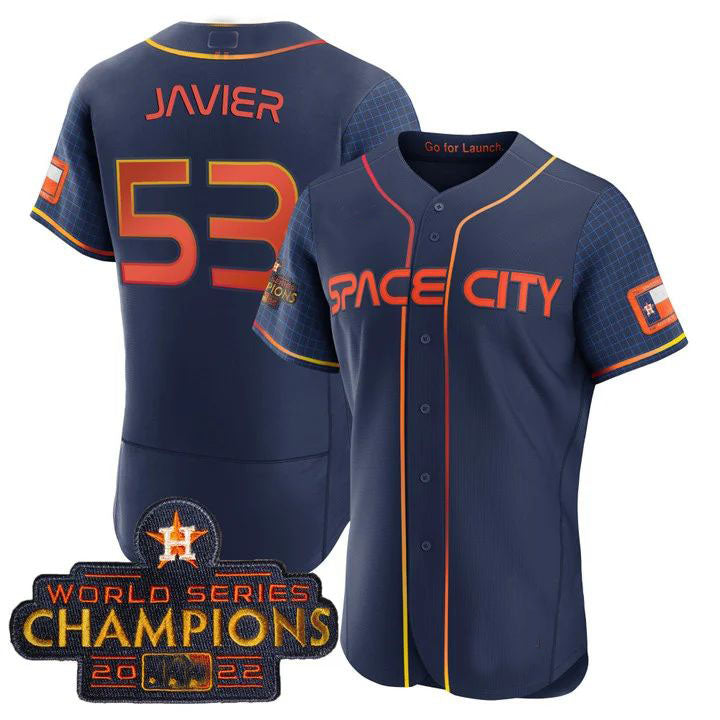 Houston Astros #53 CRISTIAN JAVIER 2023 SPACE CITY CHAMPIONS FLEX JERSEY ¨C blue ALL STITCHEDBaseball Jerseys baseball jersey product view 1